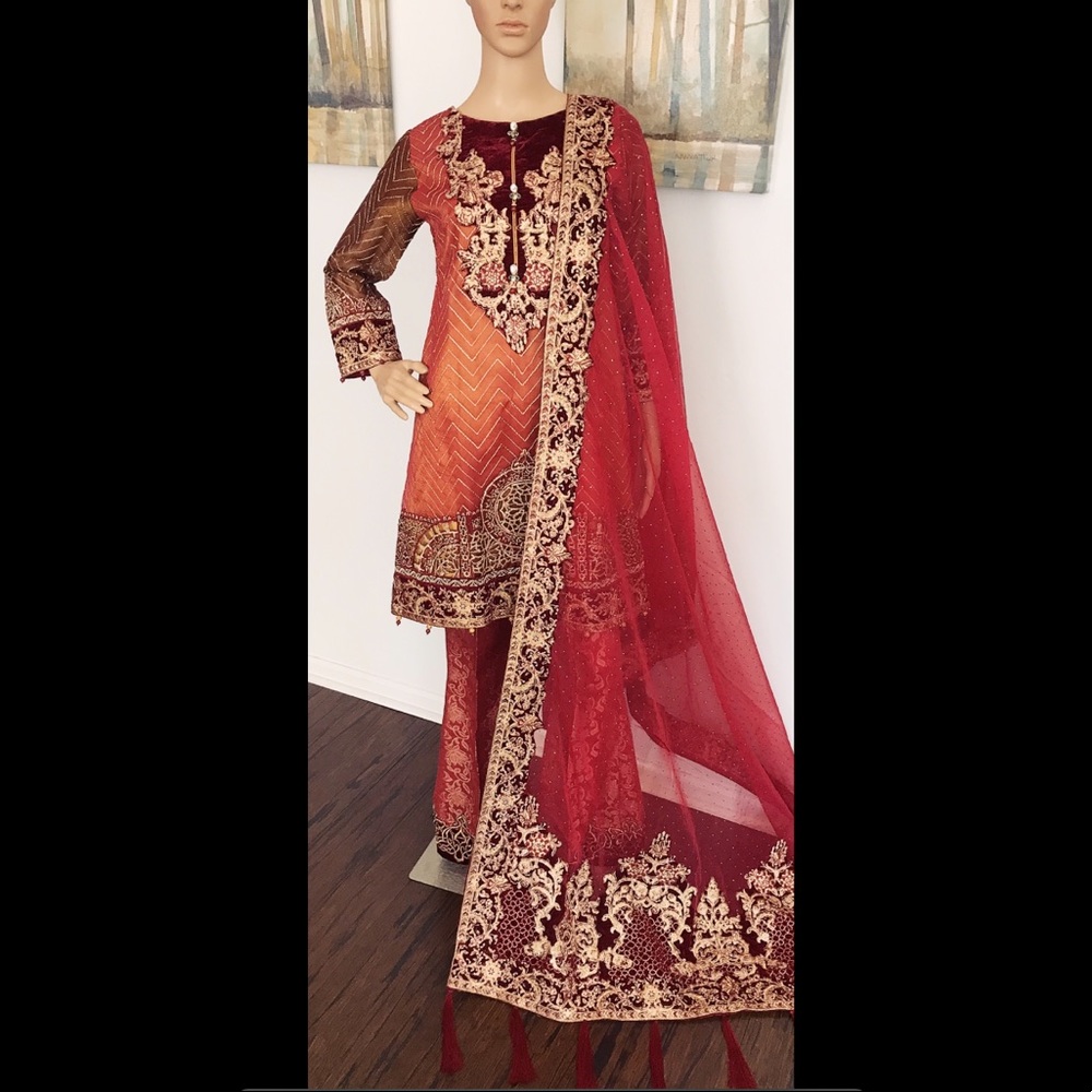 Pakistani party wear outfit.